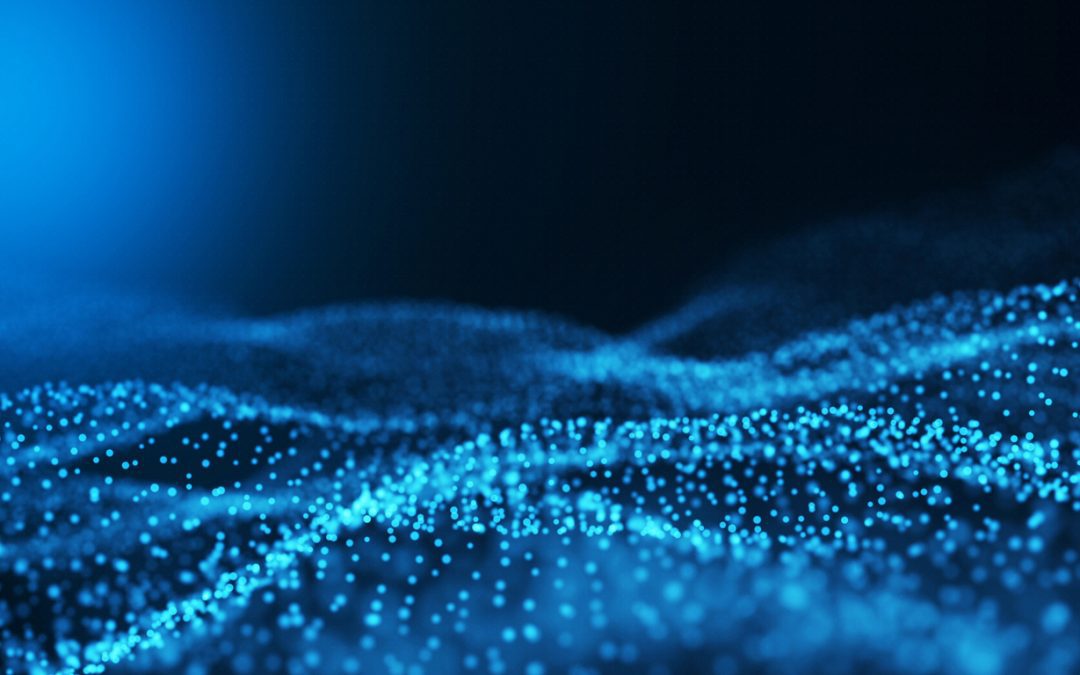 Light blue dots representing data points as a body of water on a dark background.